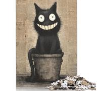 Rompecabezas de Madera de 1000 Piezas Felino Sonriente en un Cubo, Cuadrado y Creativo, para Adultos, 1000 Piezas (75 x 50 cm)