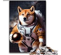 Rompecabezas de Madera de 1000 Piezas para Adultos, Astronauta Shiba, Ideal para el hogar, 50x75cm, Ideal para la Familia, desafío Mental, Adolescentes