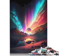 Rompecabezas de Madera de 1000 Piezas para Adultos, Aurora Borealis Wonder Square Puzzle para niños, Juegos Familiares, 1000 Piezas (75 x 50 cm)