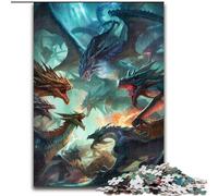 Rompecabezas de Madera de 1000 Piezas para Adultos de Dragon Battle Royale, Ideal para Decorar el hogar o la Oficina, 50x75cm para Juegos interactivos Familiares