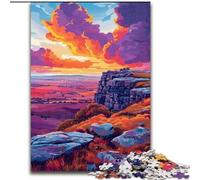 Rompecabezas de Madera de 1000 Piezas para Adultos, diseño de acantilados al Atardecer, Ideal como decoración o Regalo de cumpleaños, 50x75cm, Ideal para familias y cumpleaños