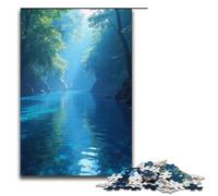 Rompecabezas de Madera de 1000 Piezas para Adultos diseño de Agua de manantial Azul 1000 Piezas (38 x 26 cm)