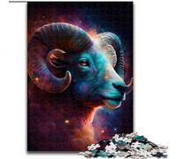 Rompecabezas de Madera de 1000 Piezas para Adultos, diseño de Aries cósmico, Ideal como decoración o Regalo de cumpleaños, 50x75cm, Ideal para Juegos interactivos Familiares