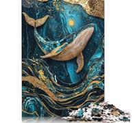 Rompecabezas de Madera de 1000 Piezas para Adultos, diseño de Arte kintsugi del mar Celestial, para niños, Juegos Familiares, 1000 Piezas (75 x 50 cm)