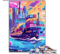Rompecabezas de Madera de 1000 Piezas para Adultos, diseño de Barcos de Colores Regalo Divertido y Actividad para el hogar 50x75cm Fiesta de cumpleaños para Hombres y Mujeres
