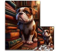 Rompecabezas de Madera de 1000 Piezas para Adultos, diseño de Bulldog en el Libro, Ideal como Juego Educativo para Adolescentes, 50x75cm