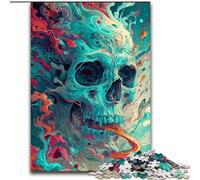 Rompecabezas de Madera de 1000 Piezas para Adultos, diseño de Calavera Azul, Actividad para el hogar, 50x75cm, Ideal para Fiestas de cumpleaños para Hombres y Mujeres