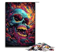 Rompecabezas de Madera de 1000 Piezas para Adultos diseño de Calavera psicodélica Infernal para niños a Partir de 12 años decoración del hogar (75 x 50 cm)