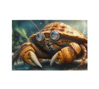 Rompecabezas de madera de 1000 piezas para adultos, diseño de cangrejo con gafas, regalos para decoración del hogar