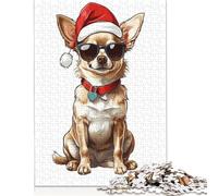 Rompecabezas de Madera de 1000 Piezas para Adultos, diseño de Chihuahua navideño, para Mayores de 18 años, Juguetes educativos (75 x 50 cm)