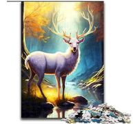 Rompecabezas de Madera de 1000 Piezas para Adultos, diseño de Ciervos en el Bosque, Ideal para Adolescentes, 50x75cm, Ideal para Jugar en Familia