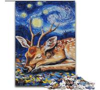 Rompecabezas de Madera de 1000 Piezas para Adultos, diseño de Ciervos en el Cielo Nocturno, Ideal para Adolescentes, 50x75cm, Ideal para Jugar en Familia