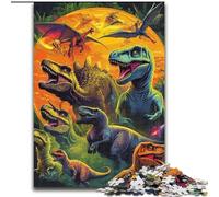 Rompecabezas de Madera de 1000 Piezas para Adultos,diseño de Dinosaurio de la Jungla Divertida Actividad para el hogar Divertida Actividad Familiar,desafío Mental, Adolescentes