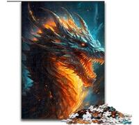 Rompecabezas de Madera de 1000 Piezas para Adultos, diseño de dragón de Fuego, Ideal para Adolescentes, 50x75cm, Ideal para Jugar en Familia