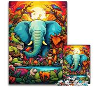 Rompecabezas de Madera de 1000 Piezas para Adultos, diseño de Elefante, Ideal para el Cerebro, Juego Decorativo, Juguete Interactivo Familiar, 50x75cm/19,68x29,52 Pulgadas