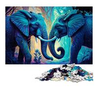 Rompecabezas de Madera de 1000 Piezas para Adultos, diseño de Elefante neón, Ideal para Jugar en Familia y Regalar a Tus Hijos, 50 x 75 cm / 19,68 x 29,52 Pulgadas.