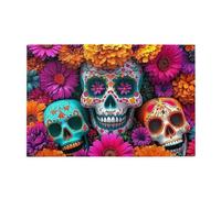 Rompecabezas de madera de 1000 piezas para adultos, diseño de esqueleto de flor de Dios de la Muerte, regalos para decoración del hogar