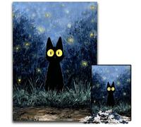 Rompecabezas de Madera de 1000 Piezas para Adultos, diseño de Gatito Negro, Ideal para la diversión Familiar, Ideal para Decorar escritorios de 14+, 50x75cm