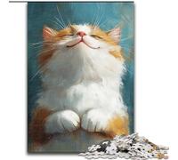 Rompecabezas de Madera de 1000 Piezas para Adultos, diseño de Gato Abstracto Colorido, Divertido, desafiante y Estimulante (tamaño 50x75cm)