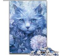 Rompecabezas de Madera de 1000 Piezas para Adultos, diseño de Gato de Ojos Azules, Ideal como decoración o Regalo de cumpleaños, 50x75cm, Ideal para familias y cumpleaños