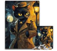 Rompecabezas de Madera de 1000 Piezas para Adultos, diseño de Gato Detective, cumpleaños, Fiestas y decoración del hogar, 50x75cm