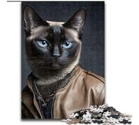 Rompecabezas de Madera de 1000 Piezas para Adultos, diseño de Gato Elegante, Ideal como decoración o Regalo de cumpleaños, 50x75cm, Ideal para Juegos interactivos Familiares