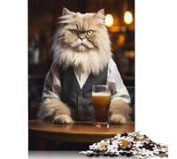 Rompecabezas de Madera de 1000 Piezas para Adultos, diseño de Gato Persa en el Pub, Ideal para Adolescentes, Juego Familiar (75 x 50 cm)