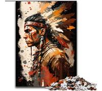 Rompecabezas de Madera de 1000 Piezas para Adultos, diseño de Guerreros nativos Americanos Entretenimiento Relajante, Navidad y decoración del hogar 1000 Piezas(50x75cm)