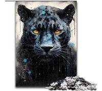 Rompecabezas de Madera de 1000 Piezas para Adultos, diseño de Leopardo Negro, Ideal como decoración o Regalo de cumpleaños, 50x75cm, Ideal para Juegos interactivos Familiares