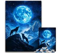Rompecabezas de Madera de 1000 Piezas para Adultos, diseño de Lobo Lunar Regalo Ideal para Hombres y Mujeres, para Uso Diario y Ocasiones Especiales 50x75cm