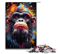 Rompecabezas de Madera de 1000 Piezas para Adultos diseño de orangután psicodélico Colorido Juego Educativo para niños (tamaño 75 x 50 cm)