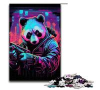 Rompecabezas de Madera de 1000 Piezas para Adultos, diseño de Panda2 de neón, Juego Educativo, Juguete de desafío, 1000 Piezas
