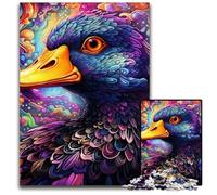 Rompecabezas de Madera de 1000 Piezas para Adultos, diseño de Pato Morado Colorido, Ideal para Decorar el hogar o la Oficina, 50x75cm/19,68x29,52 Pulgadas.