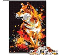 Rompecabezas de Madera de 1000 Piezas para Adultos, diseño de Perro Shiba Inu Regalo Divertido y Actividad para el hogar, 50x75cm, Ideal para Fiestas de cumpleaños para Hombres y Mujeres