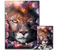Rompecabezas de Madera de 1000 Piezas para Adultos, diseño de Puma Floral, Ideal para Adolescentes y para Disfrutar en Familia. 50 x 75 cm (19,68 x 29,52 Pulgadas).