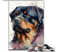 Rompecabezas de Madera de 1000 Piezas para Adultos, diseño de Rottweiler, Acuarela, Actividad para el hogar, 50x75cm, Ideal para Fiestas de cumpleaños para Hombres y Mujeres