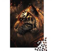 Rompecabezas de Madera de 1000 Piezas para Adultos, diseño de Tigre y Fuego, Rompecabezas Cuadrado para niños, Juegos Familiares, 1000 Piezas (75x50cm)
