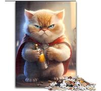 Rompecabezas de Madera de 1000 Piezas para Adultos,diseño de un Adorable Gatito superhéroe Idea decoración del hogar,Ideal para Fiestas de cumpleaños para Hombres y Mujeres