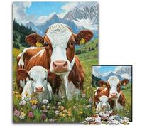 Rompecabezas de Madera de 1000 Piezas para Adultos, diseño de Vaca lechera, desafiante Rompecabezas para Adolescentes, Ideal para una Noche de Juegos en Familia, 50x75cm