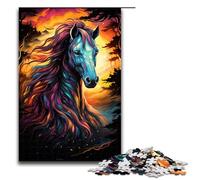 Rompecabezas de Madera de 1000 Piezas para Adultos diseño psicodélico de Caballo Espacial Juego Educativo para niños (tamaño 75 x 50 cm)