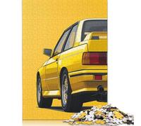 Rompecabezas de Madera de 1000 Piezas para Adultos, diseño Rectangular Creativo, con el BMW M3 E30 Amarillo, para ejercitar el Cerebro, (75 x 50 cm)