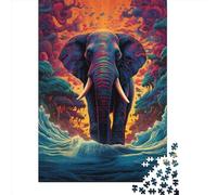 Rompecabezas de Madera de 1000 Piezas para Adultos, Elefante Caminando en la Playa, Rompecabezas Cuadrado para niños, Juegos Familiares, 1000 Piezas (75x50cm)