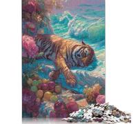 Rompecabezas de Madera de 1000 Piezas para Adultos, Rompecabezas Cuadrado Tigre's Tranquil Tide para niños, Juegos Familiares, 1000 Piezas (75 x 50 cm)