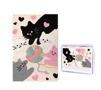 Rompecabezas de madera de 1000 piezas para adultos, rompecabezas difícil personalizado, rompecabezas de madera divertido con lindos gatos, decoración moderna del hogar, arte de pared, regalo único