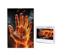 Rompecabezas de madera de 1000 piezas para adultos, rompecabezas difíciles, personalizables, con imagen de fuego, llama, mano, divertido, decoración del hogar, arte de pared, regalo único (29.5 x 19.7