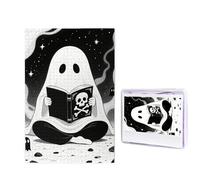 Rompecabezas de madera de 1000 piezas para adultos, rompecabezas difíciles, personalizables, negro, lindo fantasma, divertido rompecabezas de madera, decoración moderna del hogar, arte de pared