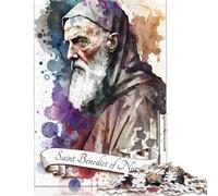 Rompecabezas de Madera de 1000 Piezas para Adultos, San Benito de Nursia. Rompecabezas relajantes de 75 x 50 cm.