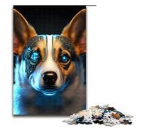 Rompecabezas de Madera de 1000 Piezas para Adultos y niños de Jigsaw Cyborg Corgi Dog.