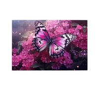 Rompecabezas de madera de 1000 piezas WZYWHJ con flores rosas y mariposas moradas impresas para adultos y niños, perfecto para diversión familiar, alivio del estrés