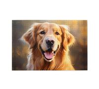 Rompecabezas de madera de 1000 piezas WZYWHJ Lovely Golden Retriever impreso para adultos y niños, perfecto para diversión familiar, alivio del estrés